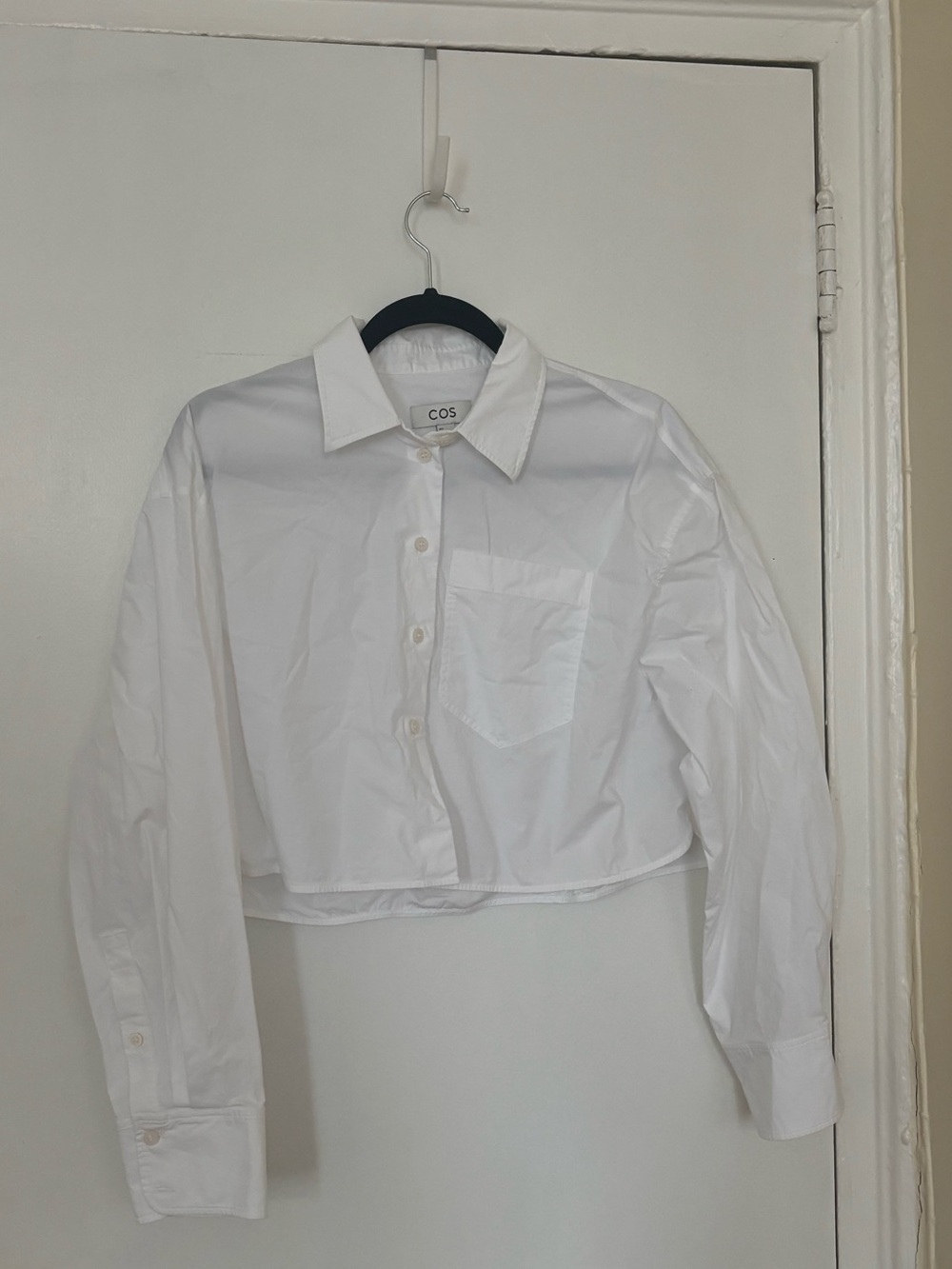 Cos Cropped White Button Down Shirt